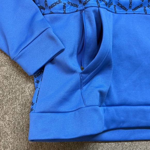 Nike Therma-FIT Mens XL Blue All Over Logo Print Hoodie - Picture 7 of 13